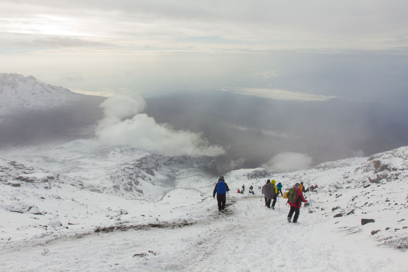 攀登乞力马扎罗山有多难-雪地徒步旅行者 小径上的人