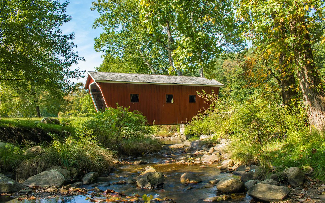 Covered-bridge-over-Falls-Brook-at-Kent-Falls-State-Park